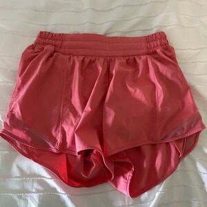 Coral lululemon hotty hot shorts